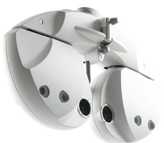 Optometrie-Gerät, Nahaufnahme, weiß.