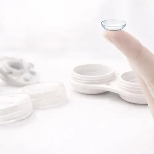 Kontaktlinsen CL mit Finger